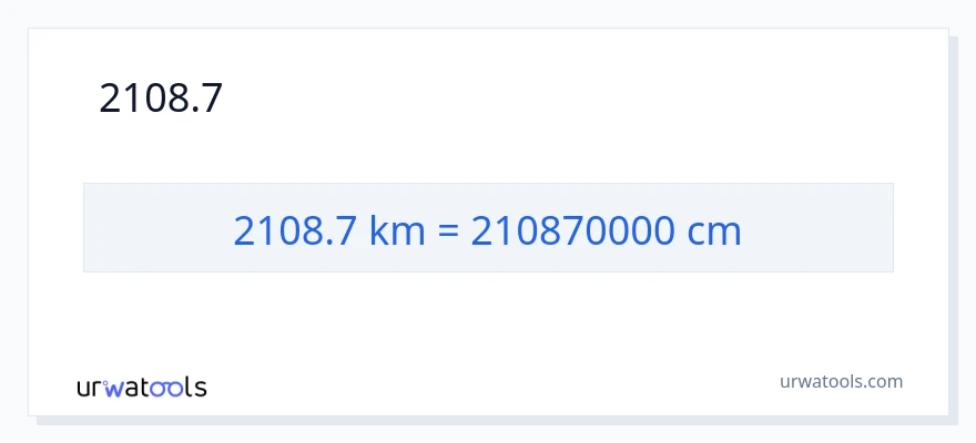 2108.7 കിലോമീറ്റർ ൽ നിന്ന് സെന്റീമീറ്ററുകൾ ലേക്ക് പരിവർത്തനം