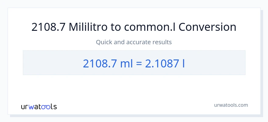 2108.7 mga mililitro patungong Liters na conversion
