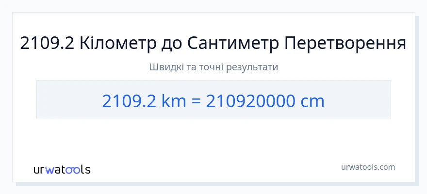 Конверсія з кілометри у Сантиметри: 2109.2