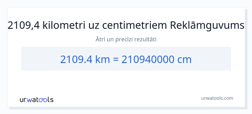 2109.4 kilometri uz Centimetri konversiju