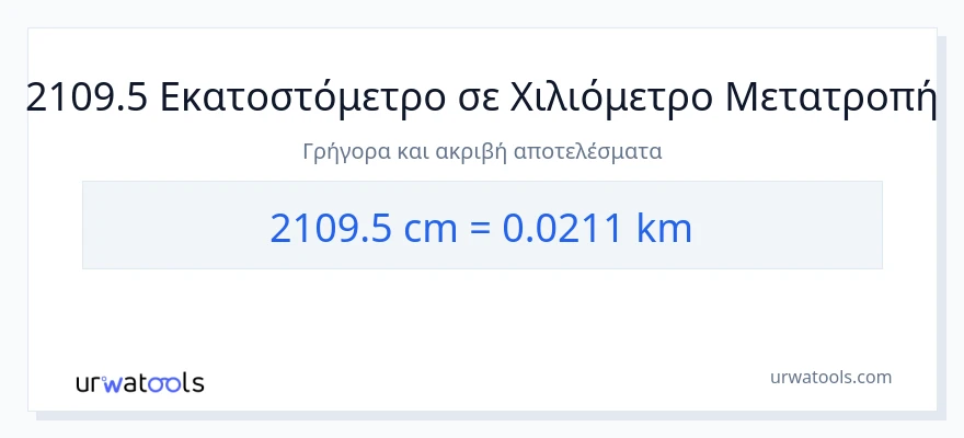 Μετατροπή 2109.5 Εκατοστά σε χιλιόμετρα