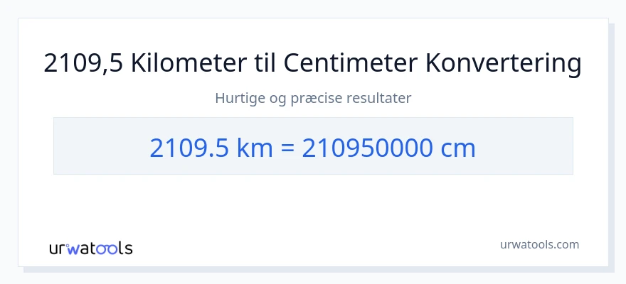2109.5 kilometer til Centimeter konvertering