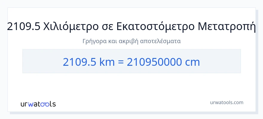 Μετατροπή 2109.5 χιλιόμετρα σε Εκατοστά
