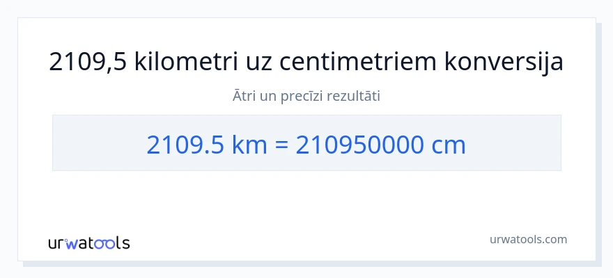 2109.5 kilometri uz Centimetri konversiju
