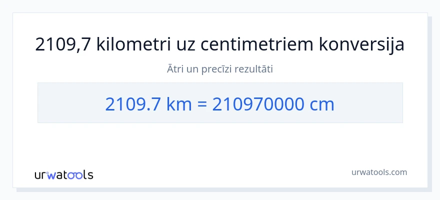 2109.7 kilometri uz Centimetri konversiju