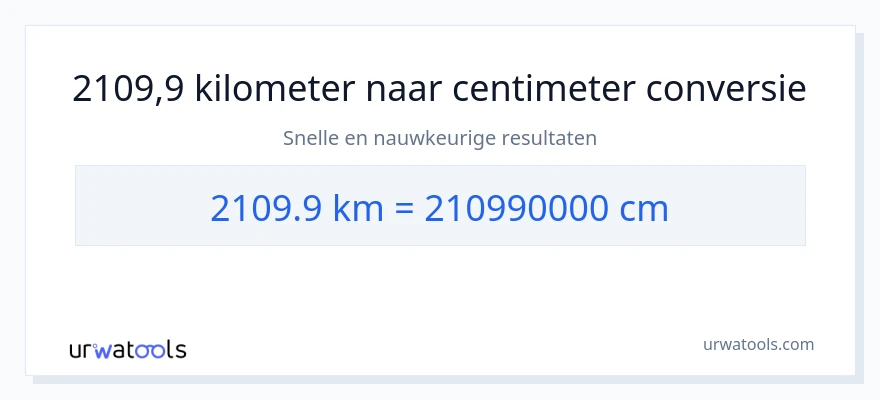 2109.9 kilometers naar centimeters conversie