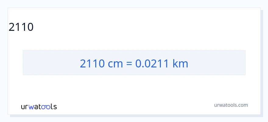 2110 സെന്റീമീറ്ററുകൾ ൽ നിന്ന് കിലോമീറ്റർ ലേക്ക് പരിവർത്തനം