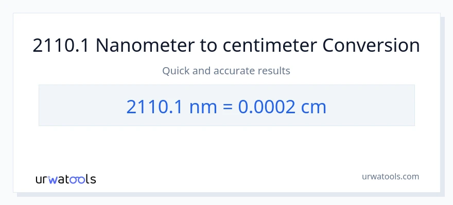 2110.1 nanometers to Centimeters conversion