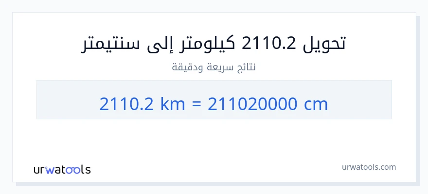 التحويل من 2110.2 كيلومترات إلى سنتيمترات