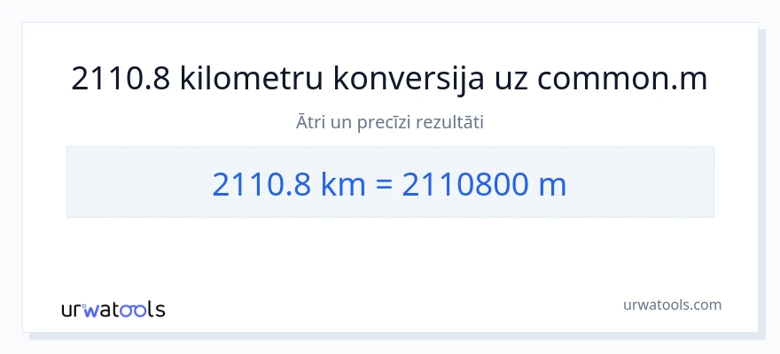 2110.8 kilometri uz Metri konversiju