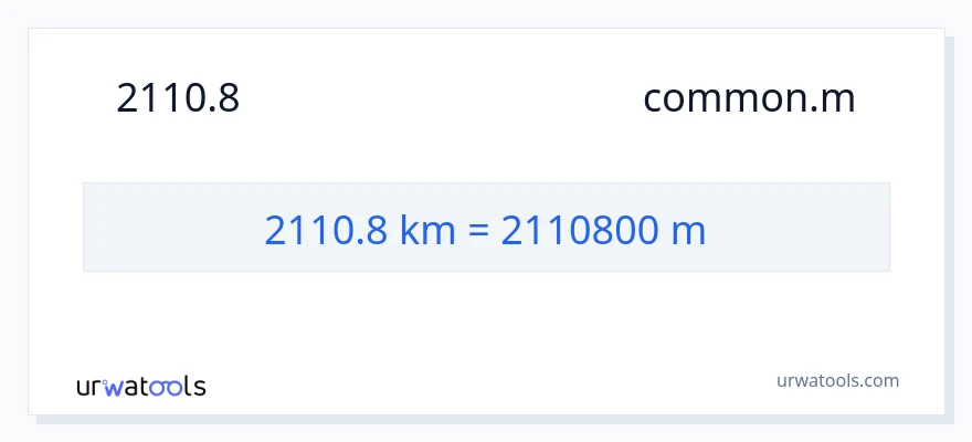 การแปลง 2110.8 กิโลเมตร เป็น มิเตอร์