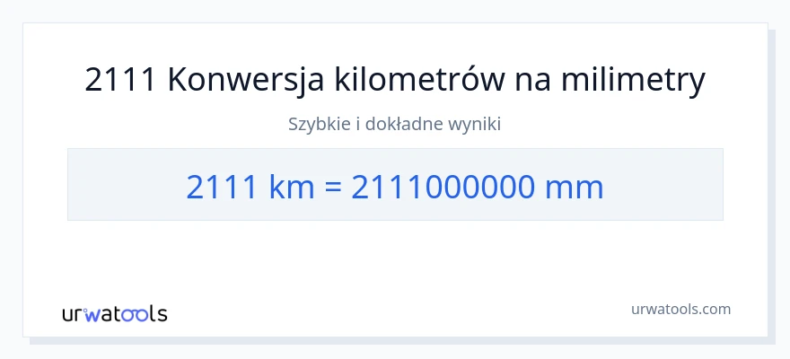 Konwersja 2111 kilometrów do milimetry