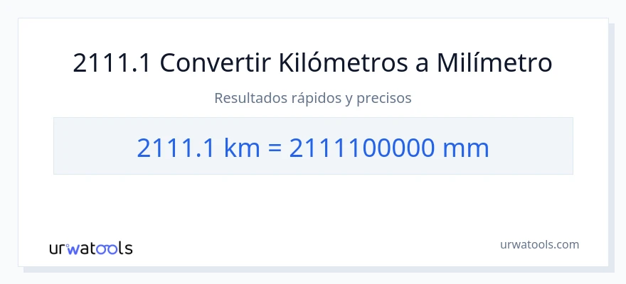 Conversión de 2111.1 kilómetros a milímetros