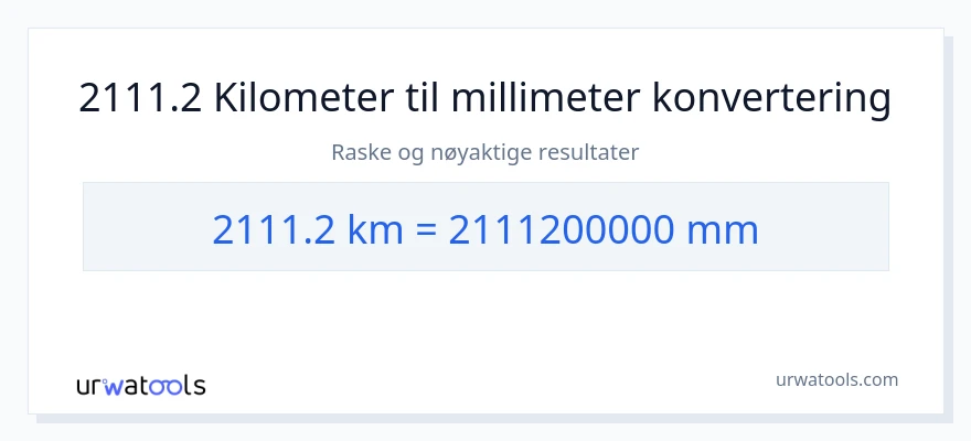 2111.2 kilometer til millimeter konvertering