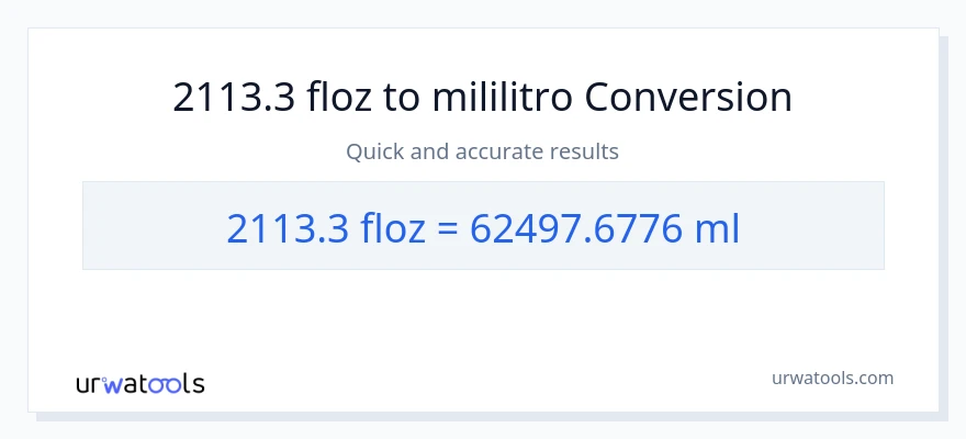 2113.3 mga onsa ng likido patungong mga mililitro na conversion