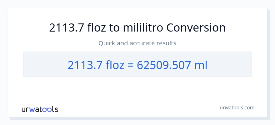 2113.7 mga onsa ng likido patungong mga mililitro na conversion