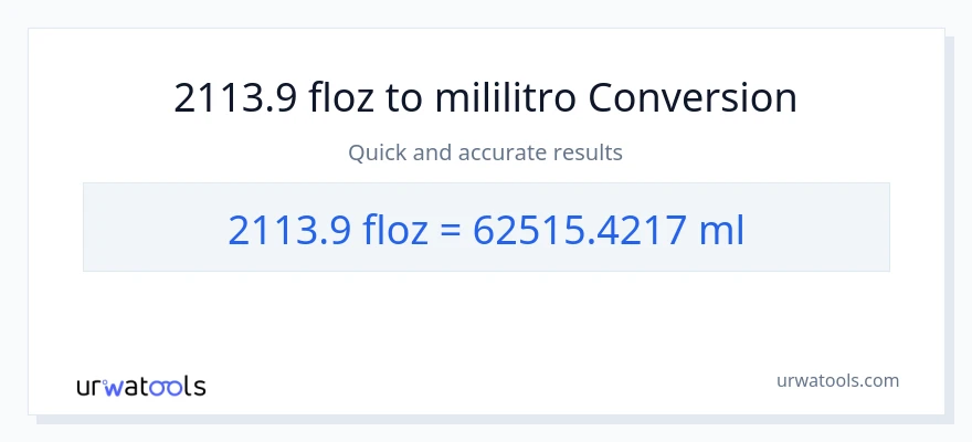2113.9 mga onsa ng likido patungong mga mililitro na conversion