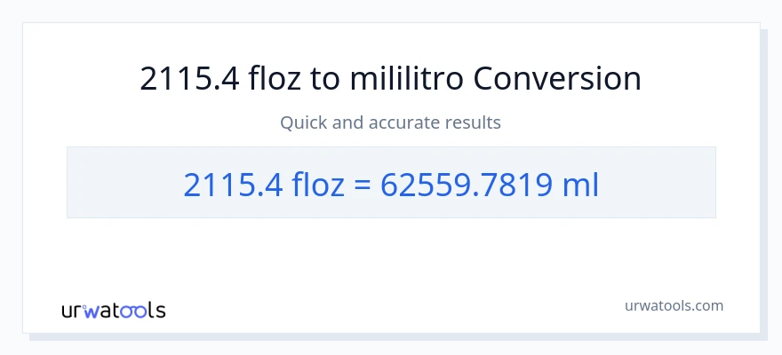 2115.4 mga onsa ng likido patungong mga mililitro na conversion