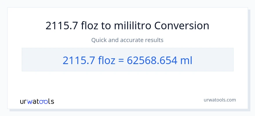 2115.7 mga onsa ng likido patungong mga mililitro na conversion