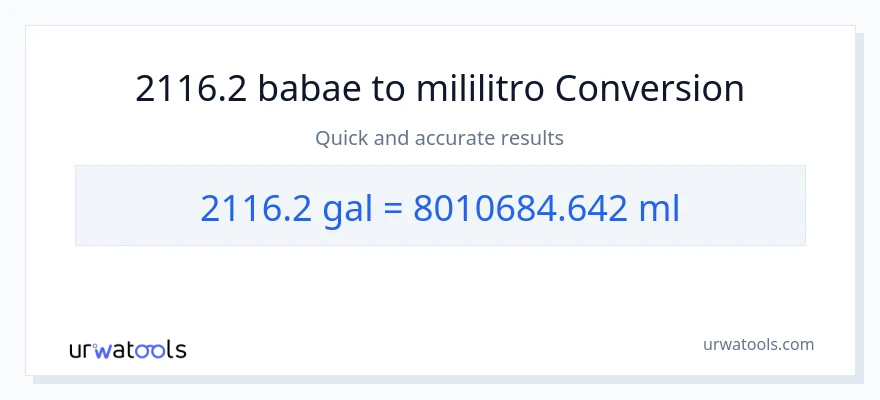 2116.2 Mga galon patungong mga mililitro na conversion