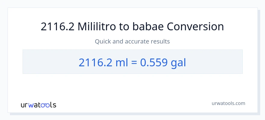 2116.2 mga mililitro patungong Mga galon na conversion