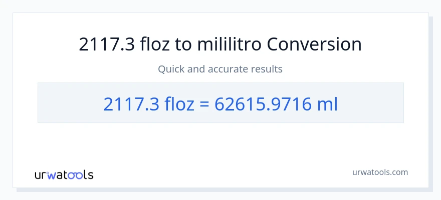 2117.3 mga onsa ng likido patungong mga mililitro na conversion