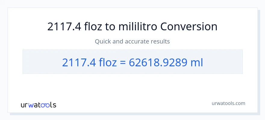 2117.4 mga onsa ng likido patungong mga mililitro na conversion