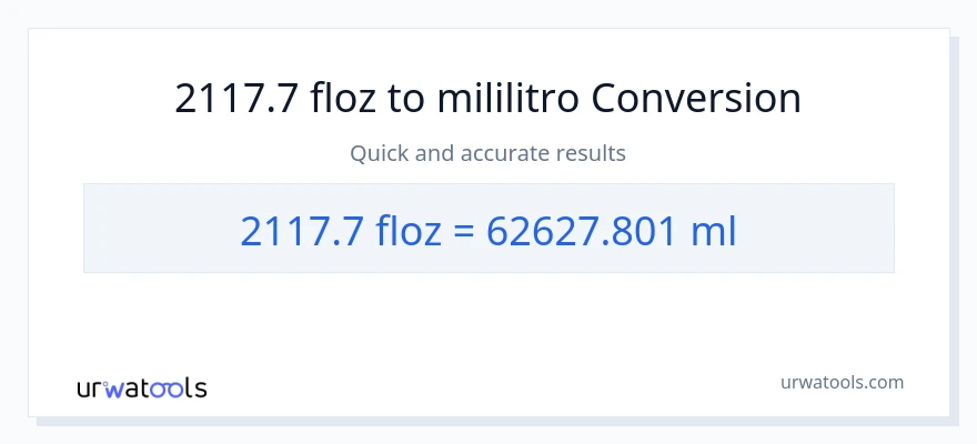 2117.7 mga onsa ng likido patungong mga mililitro na conversion