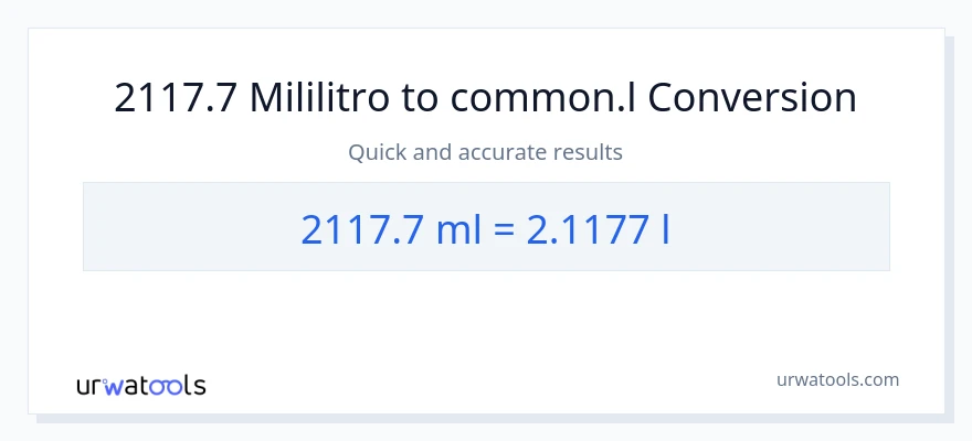 2117.7 mga mililitro patungong Liters na conversion