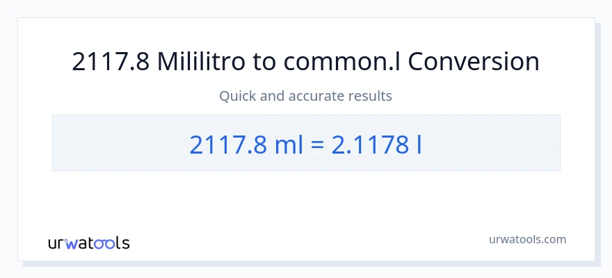 2117.8 mga mililitro patungong Liters na conversion