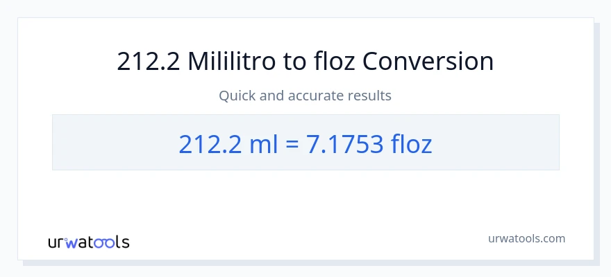 212.2 mga mililitro patungong mga onsa ng likido na conversion