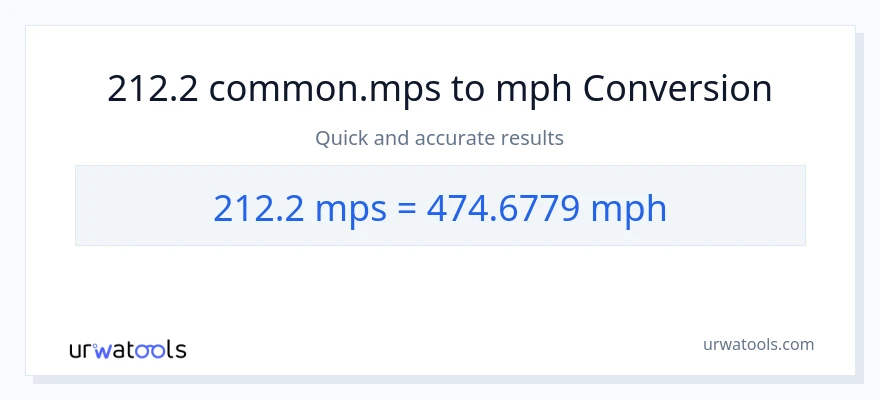 212.2 Meters Per Second patungong milya kada oras na conversion