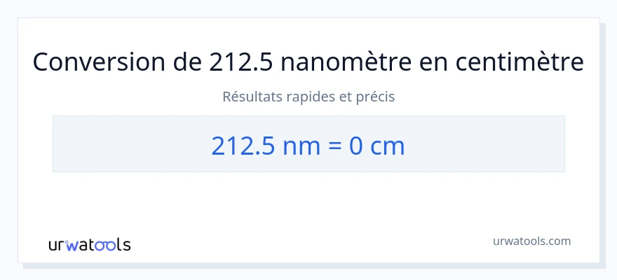 Conversion 212.5 nanomètres vers Centimètres