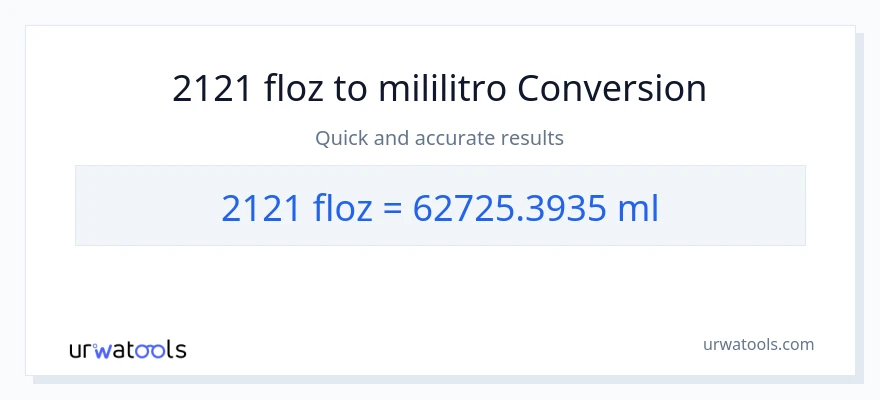 2121 mga onsa ng likido patungong mga mililitro na conversion