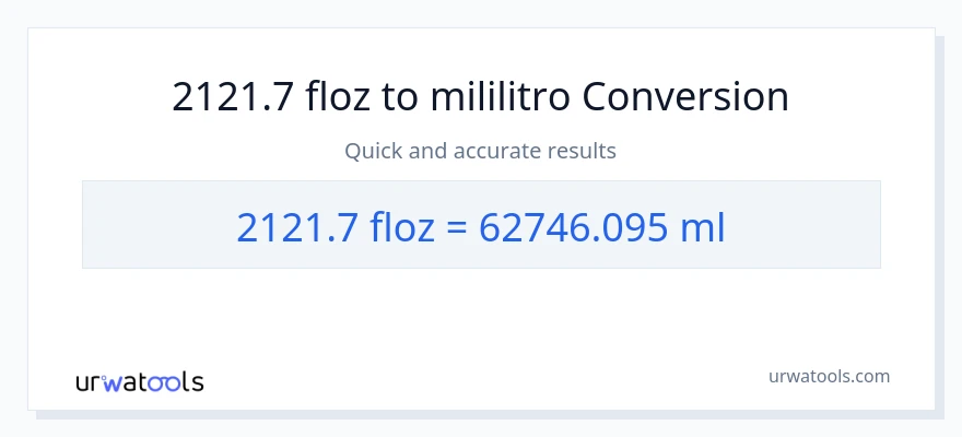 2121.7 mga onsa ng likido patungong mga mililitro na conversion