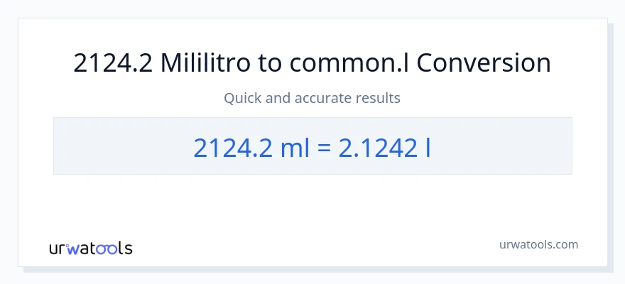2124.2 mga mililitro patungong Liters na conversion