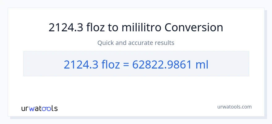 2124.3 mga onsa ng likido patungong mga mililitro na conversion