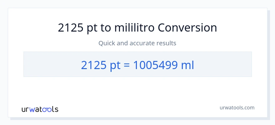 2125 Pints patungong mga mililitro na conversion