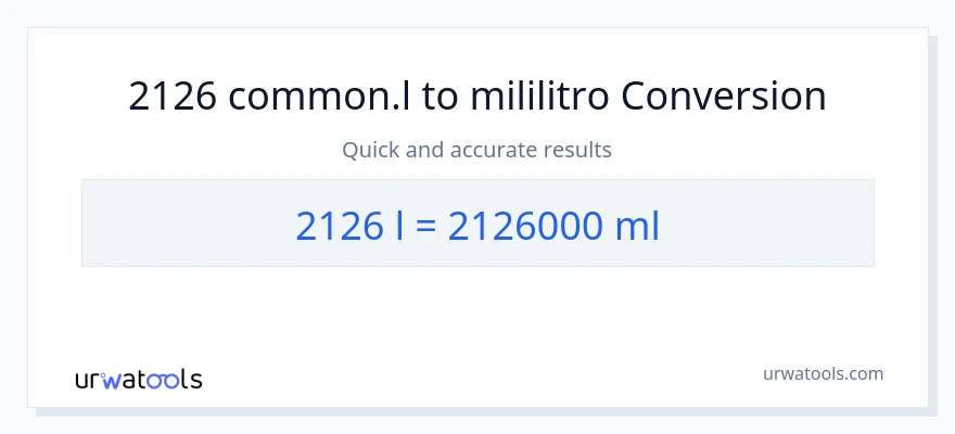 2126 Liters patungong mga mililitro na conversion