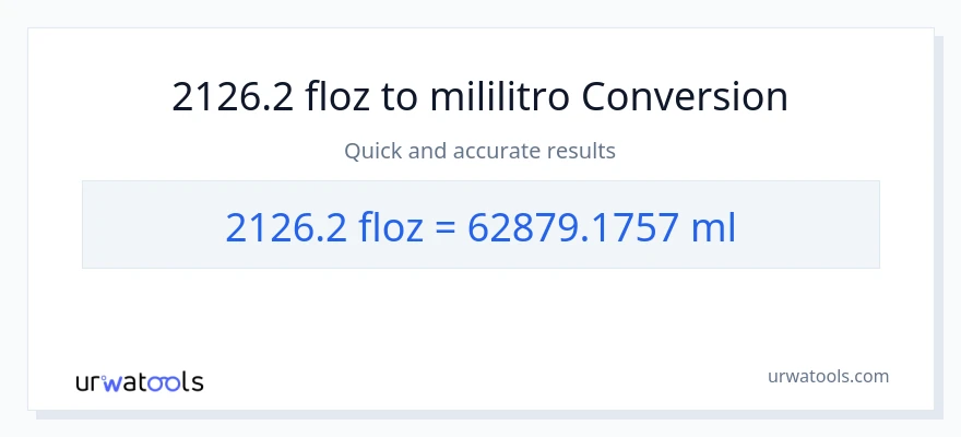 2126.2 mga onsa ng likido patungong mga mililitro na conversion
