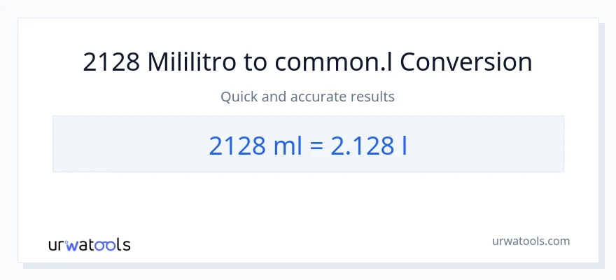 2128 mga mililitro patungong Liters na conversion