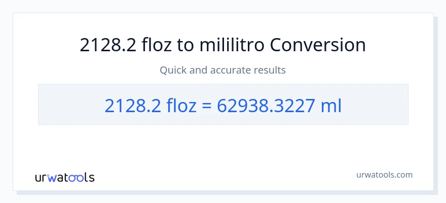 2128.2 mga onsa ng likido patungong mga mililitro na conversion