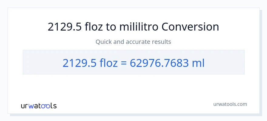 2129.5 mga onsa ng likido patungong mga mililitro na conversion