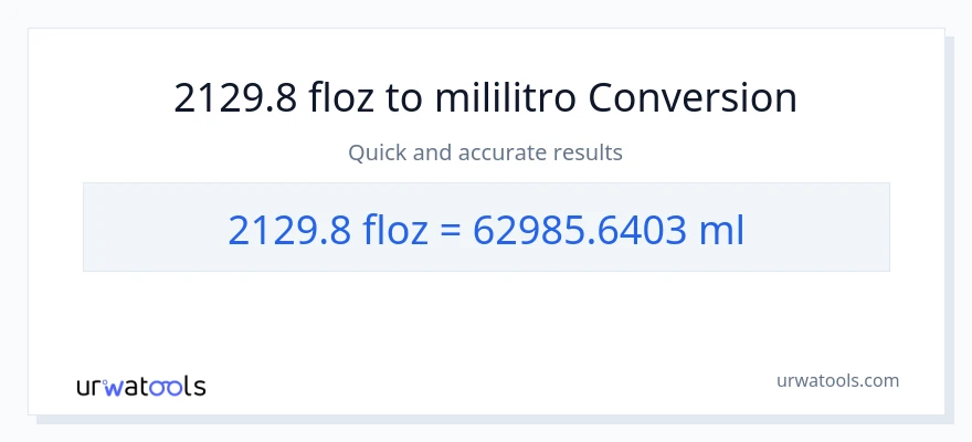 2129.8 mga onsa ng likido patungong mga mililitro na conversion