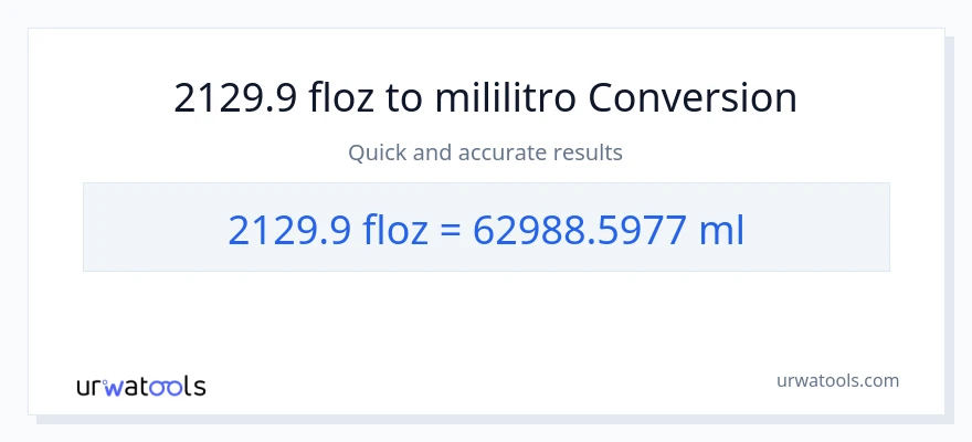 2129.9 mga onsa ng likido patungong mga mililitro na conversion