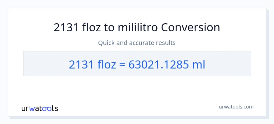2131 mga onsa ng likido patungong mga mililitro na conversion