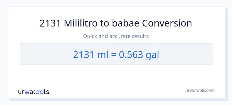 2131 mga mililitro patungong Mga galon na conversion