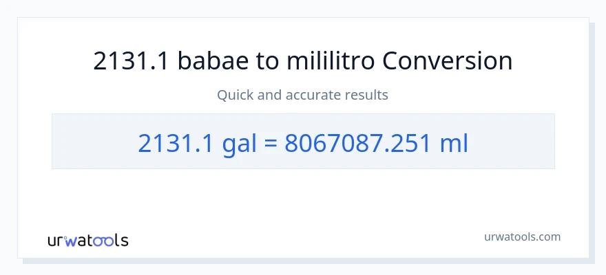 2131.1 Mga galon patungong mga mililitro na conversion