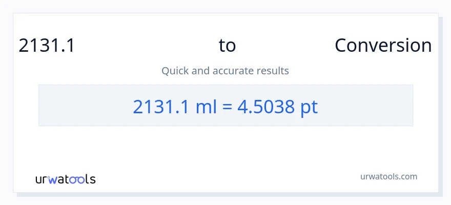 2131.1 മില്ലിലിറ്റർ ൽ നിന്ന് Pints ലേക്ക് പരിവർത്തനം