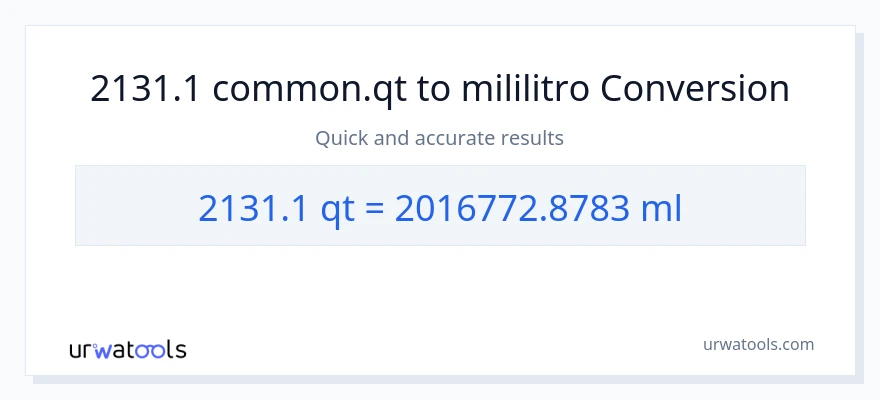 2131.1 Quarts patungong mga mililitro na conversion